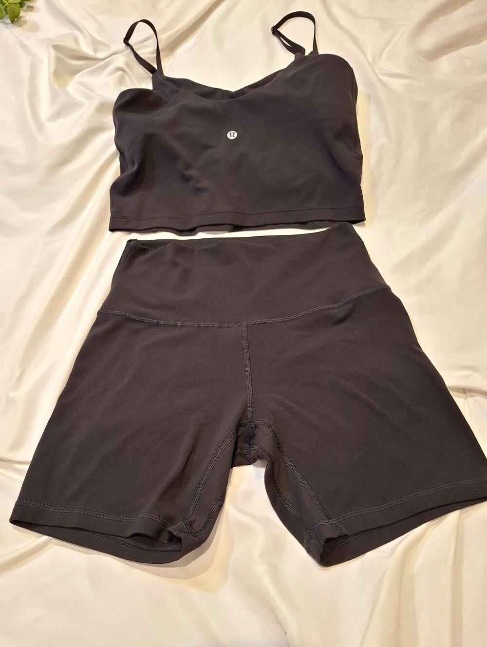 Lululemon Align 6" High Rise Shorts & Strappy Cami Tank Matching Set Black Sz 6